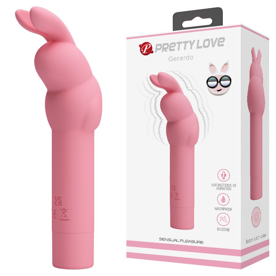 Máy Massage Hỗ Trợ Tăng Khoái Cảm Nam Nữ Rung Có Tai Thỏ Pretty Love Gerardo Hồng Chính Hãng