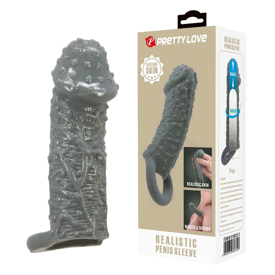 Bao Cao Su Đôn Dên Hạt Nổi Hỗ Trợ Tăng Khoái Cảm Nam Nữ Pretty Love REALISTIC PENIS SLEEVE Chính Hãng