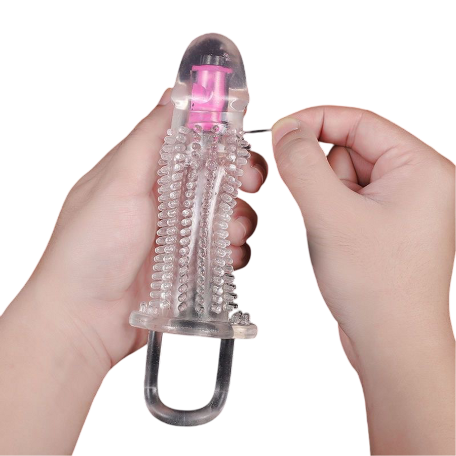Bao Cao Su Đôn Dên Gai Rung Đầu Có Quai Đeo Silicon Siêu Mềm 354426 666135