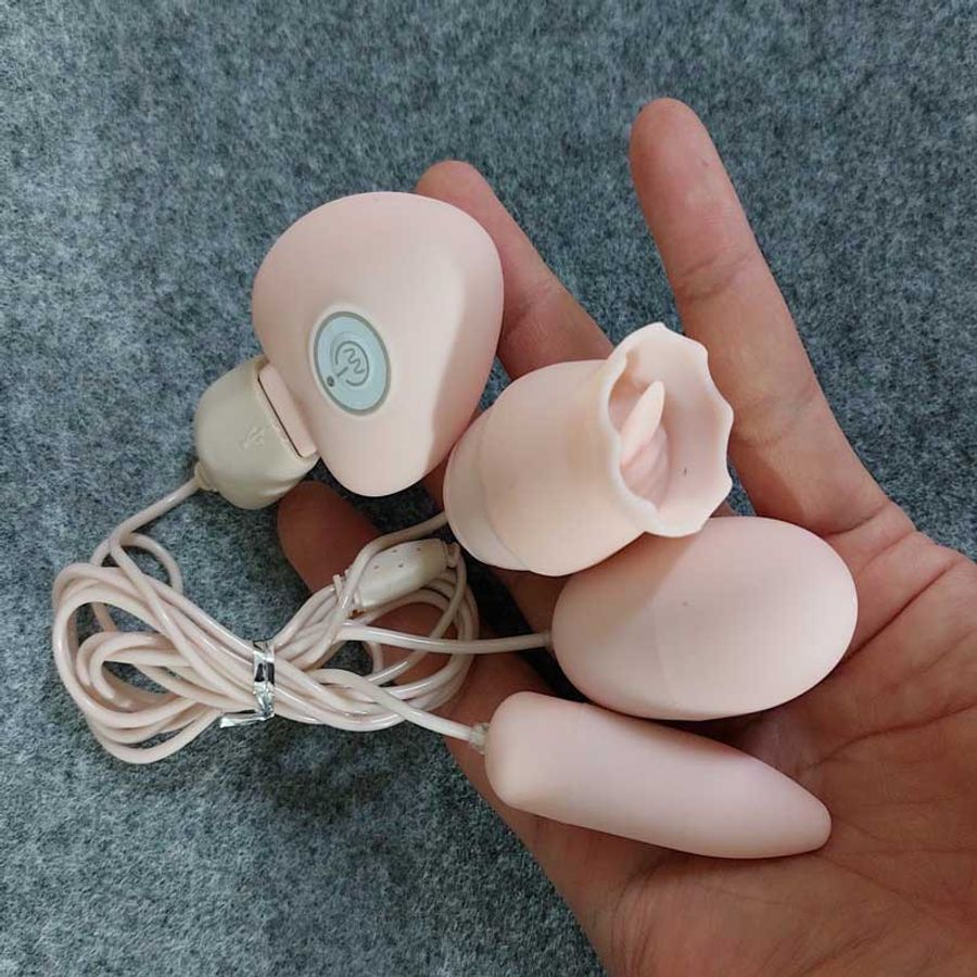 Trứng Rung 3 Đầu Kèm Lưỡi Liếm – Cổng USB Chính Hãng tặng kèm gel bôi trơn