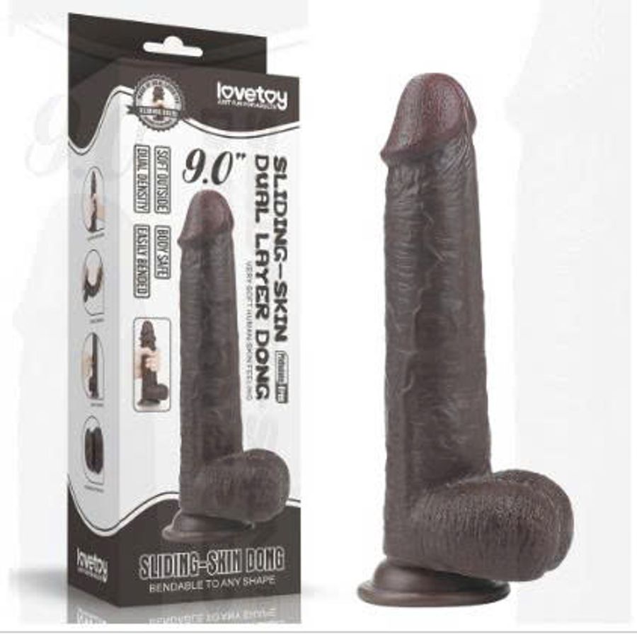 Dương vật giả da đen mềm khủng lovetoy 9 inch