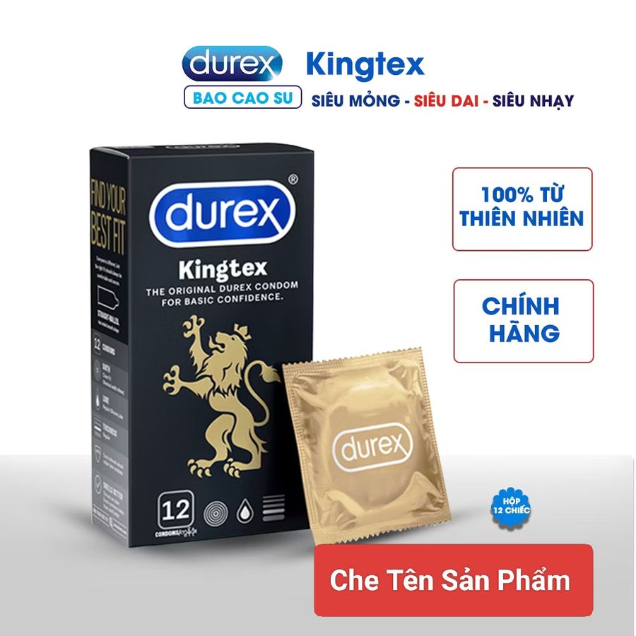 Bao cao su durex, mỏng vừa khít, hộp 12 cái , che tên sp 