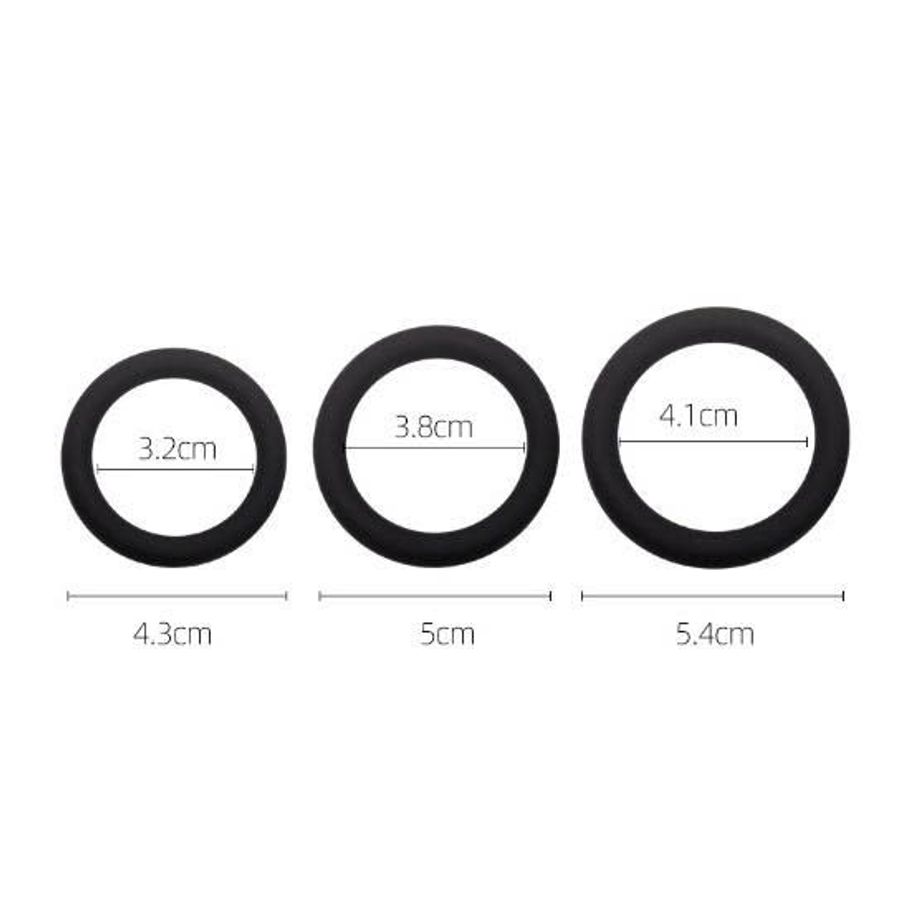 Vòng đeo Dương Vật chống Xuất Tinh Sớm bộ 3 vòng silicone đen