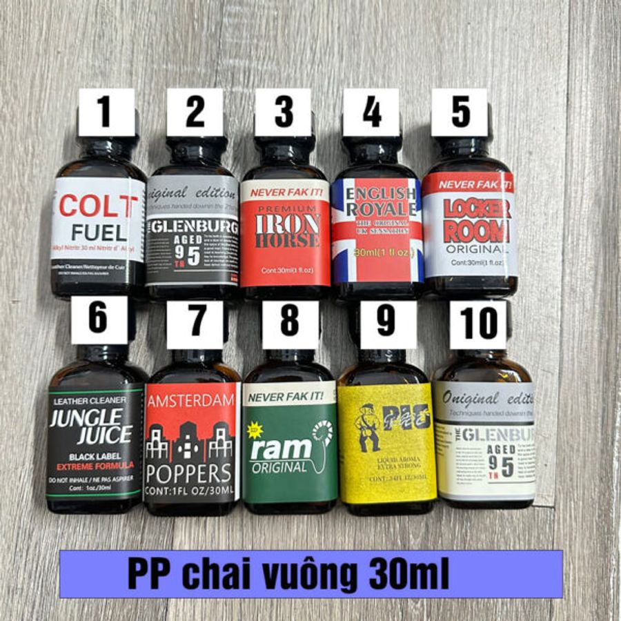 Chai hít Popper 30ml Chai Vuông Tổng Hợp Nhiều Mẫu
