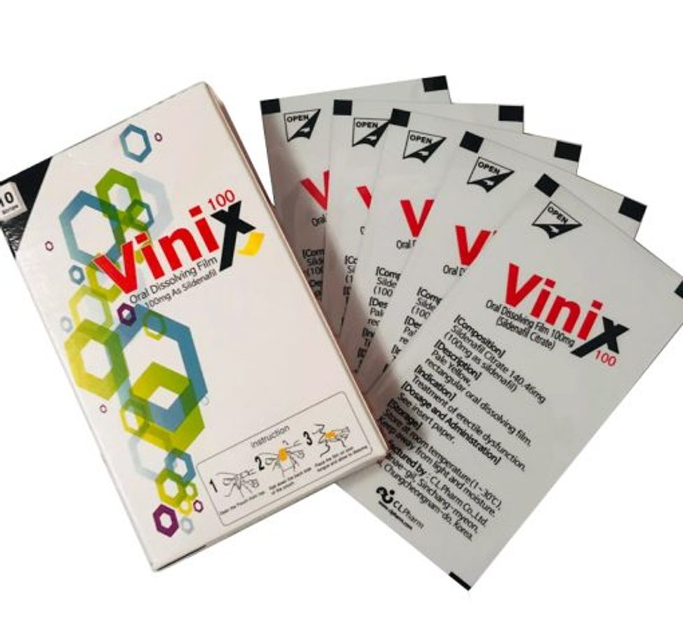 Tem ngậm hỗ trợ tăng cường sinh lí nam Vinix 100mg Hàn Quốc Chính Hãng 3 tem