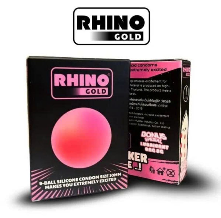 Bao Cao Su Rhino Gold Size Nhỏ 49mm Kèm 9 Bi Kèm Gel Chính Hãng 363092