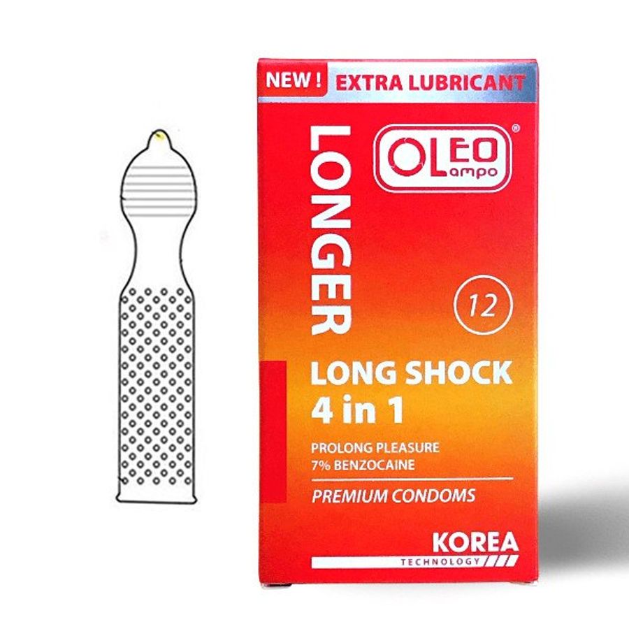 Bao Cao Su Oleo Lampo LONG SHOCK 4 in 1 12 Cái Chính Hãng