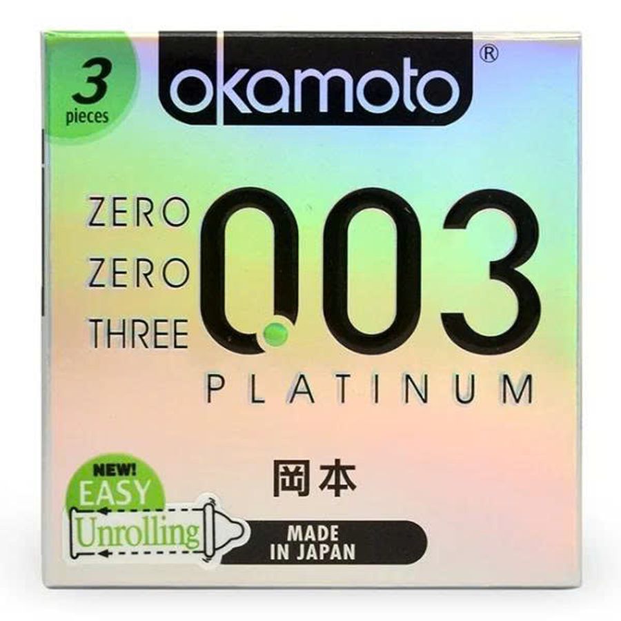 Bao Cao Su Okamoto 0.03 Platinum Trong Suốt Mềm Mại Hộp 3 Cái Chính Hãng 363139