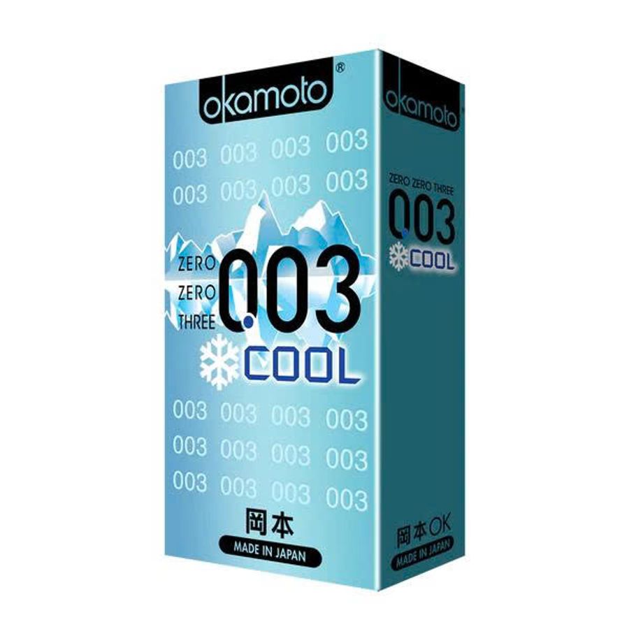 Bao Cao Su Okamoto 0.03 Cool Siêu Mỏng Bóng Láng Mát lạnh 8 Cái Chính Hãng