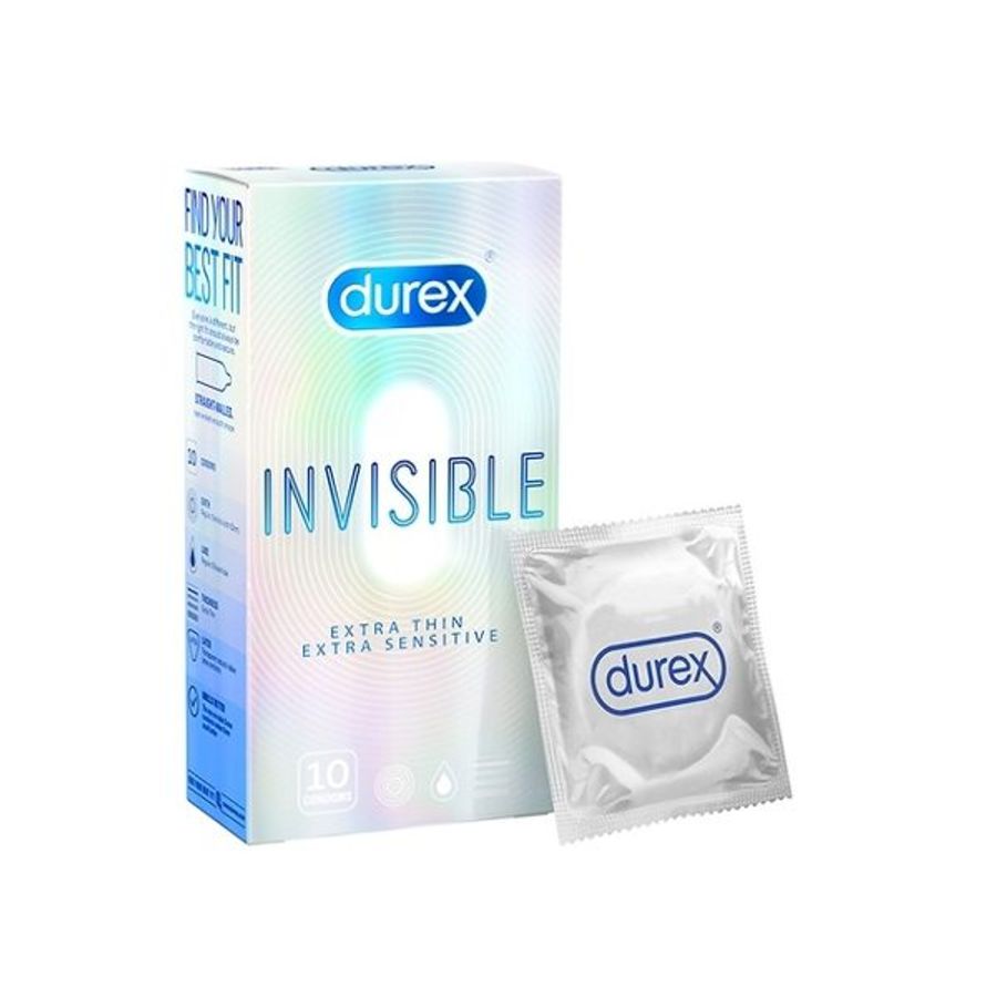 Bao cao su Durex Invisible Extra Thin Extra Sensitive siêu mỏng, vừa vặn và ôm sát (10 cái)