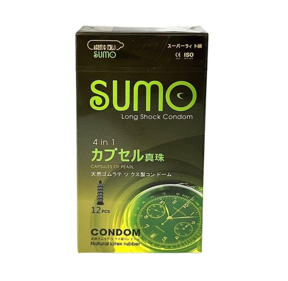 Bao Cao Su Gân Gai SUMO 4in1, Hương Chuối, Kéo Dài, Phát Hiện Viêm Nhiễm Hộp 12 Chiếc