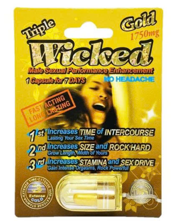 Viên uống tăng cường sinh lý nam Wicked Gold 1750mg Triple Nhiều Chức Năng cao cấp 1 Viên 7 Ngày - Male Sexual