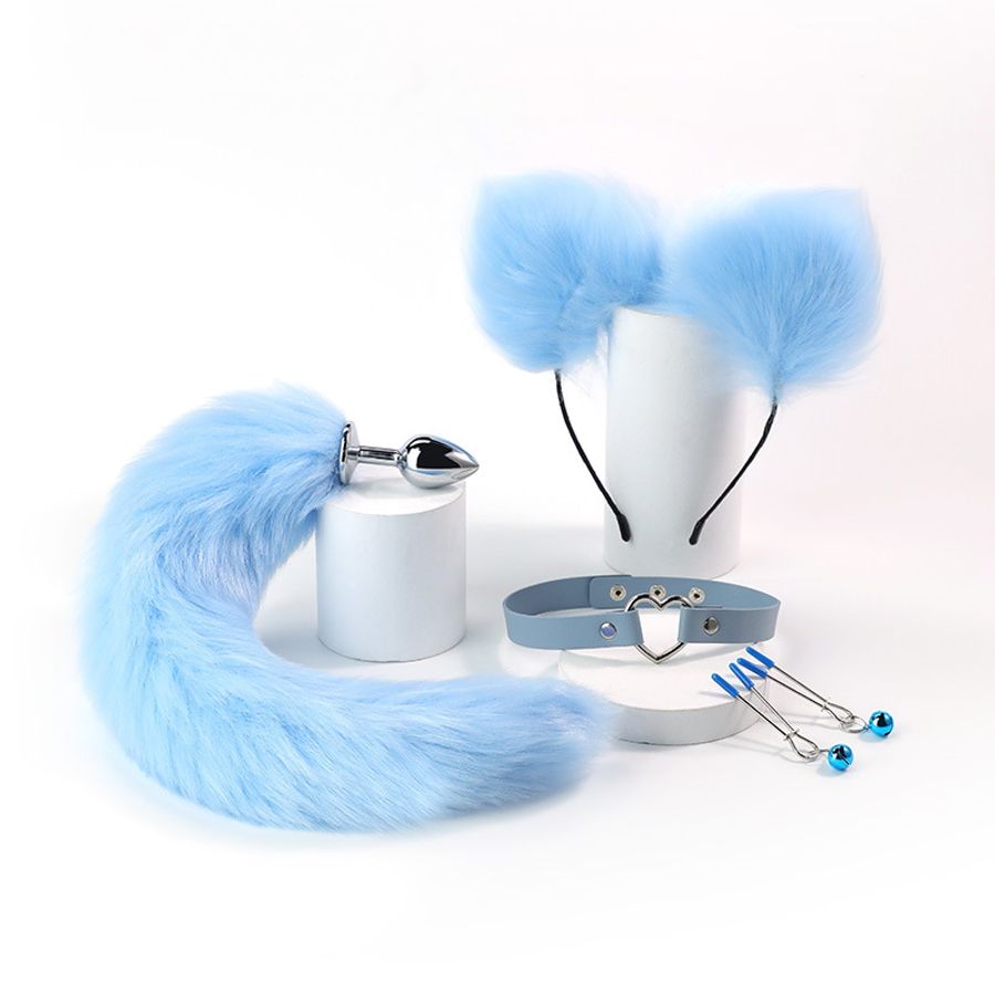 Set BDSM BỘ 4 TAI ĐUÔI VÒNG KẸP XANH MIZZZEE cao cấp chính hãng