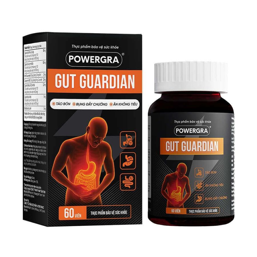 Viên uống hỗ trợ tiêu hóa Powergra Gut Guardian - Tăng cường sức khỏe đường ruột, Hộp 60 viên, Probiotics, Enzymes tự nhiên