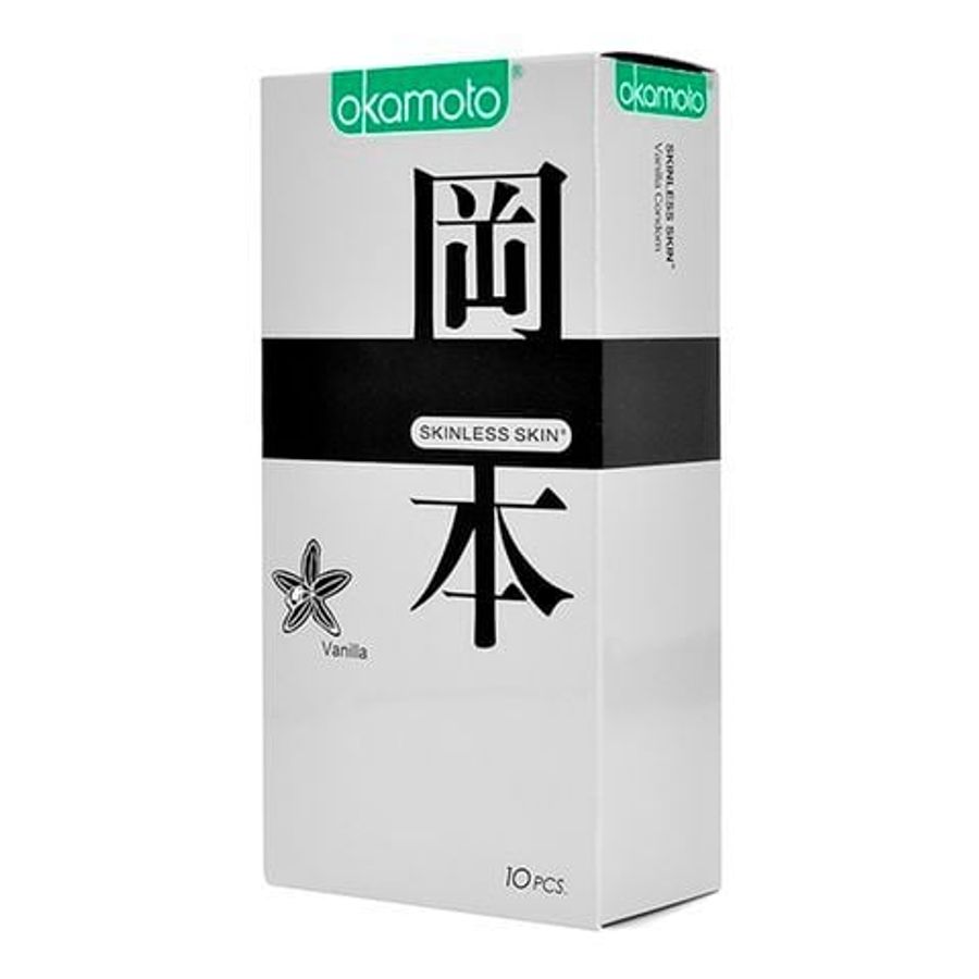 Bao Cao su Okamoto Skinless Skin Vanilla- Hộp 10 Cái ( Mỏng, Hương Vani,...)