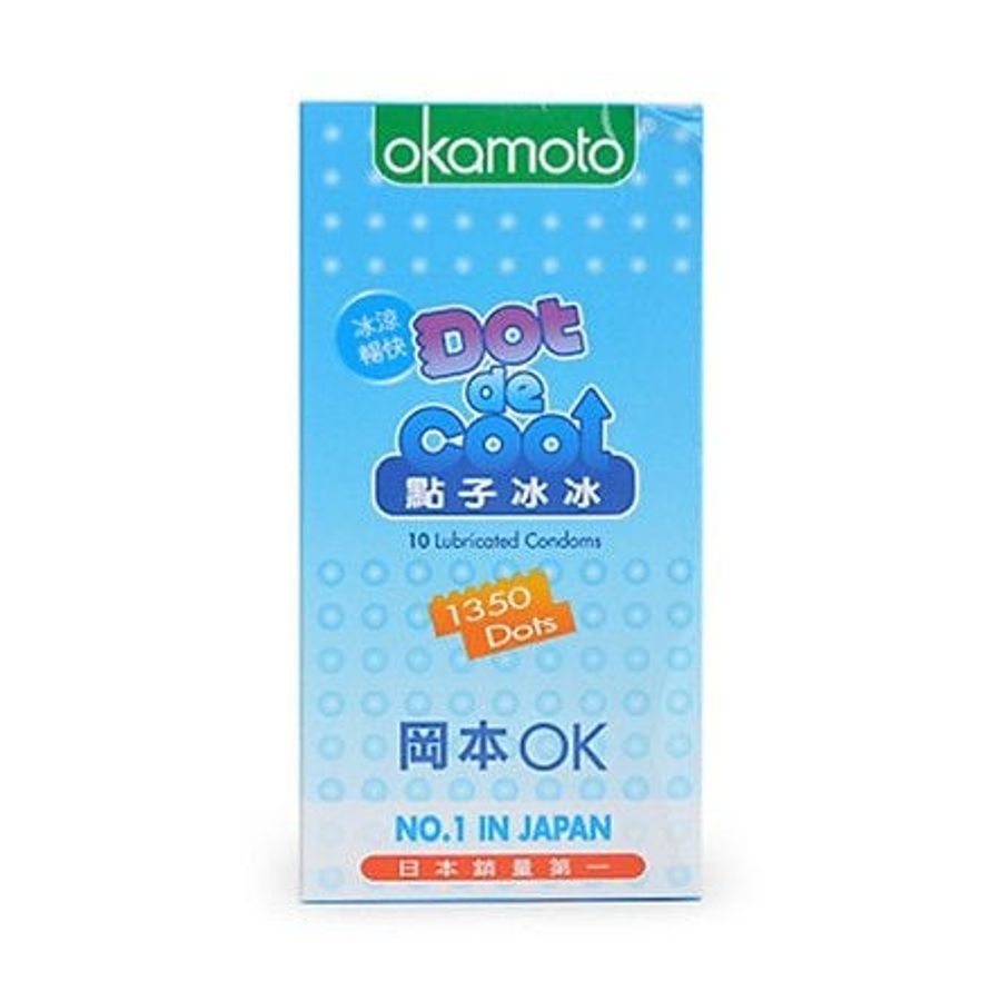 Bao Cao Su Okamoto Dot De Cool - Hộp 10 Cái, Mát Lạnh, Điểm Nổi, Sảng Khoái