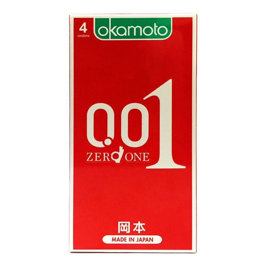 Bao Cao Su Okamoto 0.01 - Hộp 4 Cái - Siêu Mỏng, Non - Latex