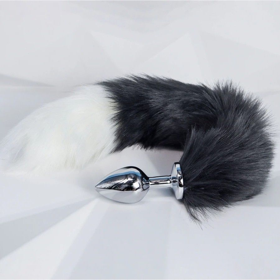 Đồ chơi kích hậu inox đuôi cáo xám trắng màu đẹp