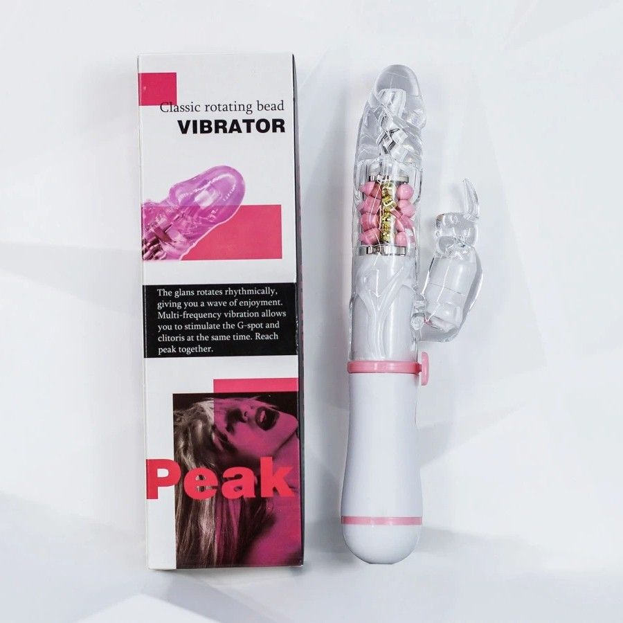 Dương vật đa năng Peak rung xoay bi có nhánh trong suốt sạc pin