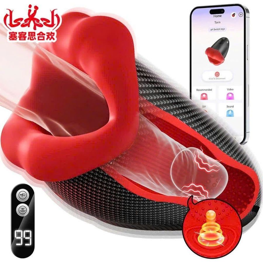 Máy Tự Sướng Massage Tập Dương Vật Hỗ Trợ Sinh Lí Nam Giới Dạng Bờ Môi Đỏ Ngậm Bú Mút Rung Cao Cấp