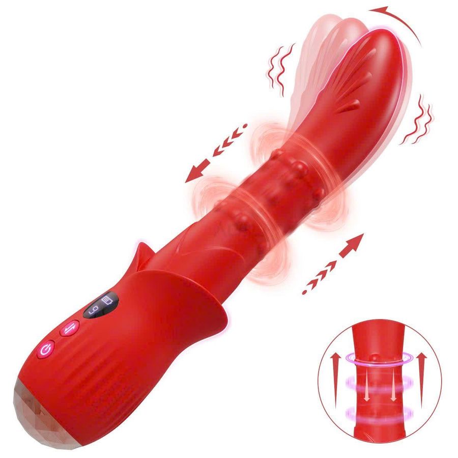 Cây Massage Đa Năng Xoay 360, Rung Nhiều Tần Số, Thụt Cao Cấp Hình Lưỡi Đỏ CHÍNH HÃNG