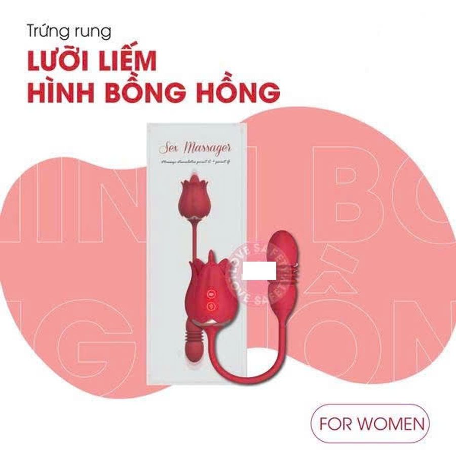 Trứng Rung Lưỡi Liếm Hình Bông Hồng Rung Thụt 10 Chế Độ Chính Hãng