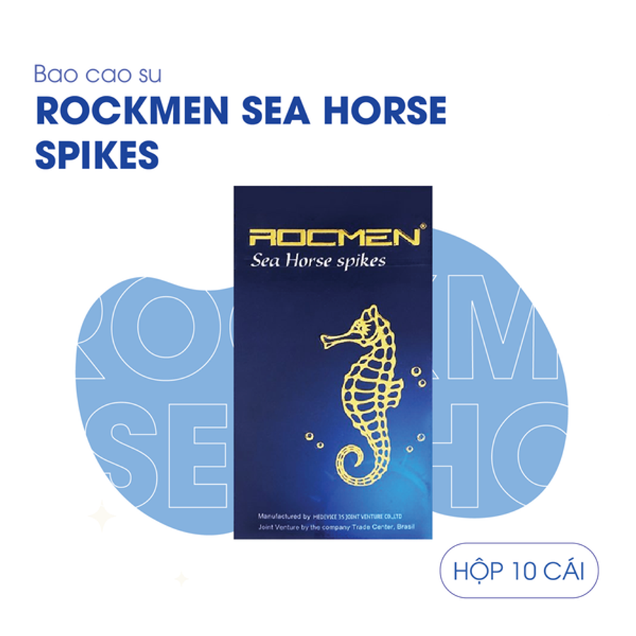 Bao Cao Su Điểm Nổi, Hương Bạc Hà Rocmen Sea Horse Spikes Hộp 10 Cái