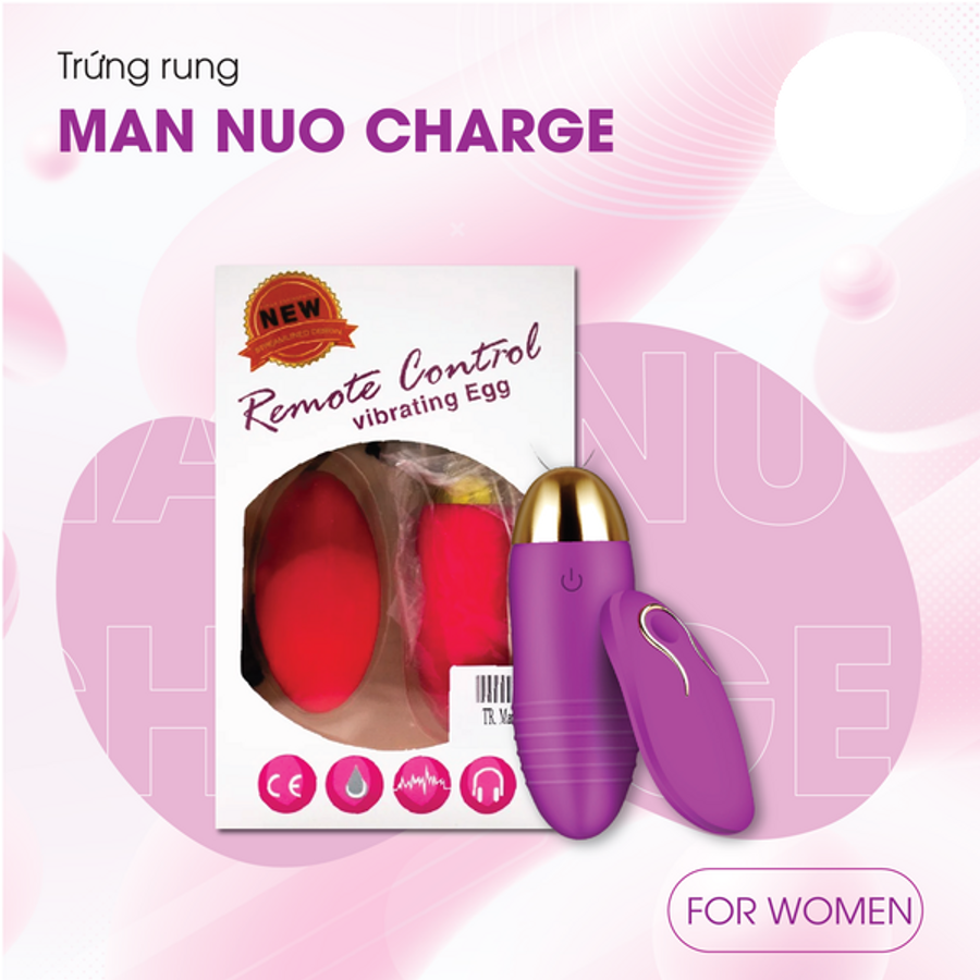 Trứng Rung Điều Khiển Từ Xa 12 Chế Độ Rung ManNuo Charge Chính Hãng Cao Cấp
