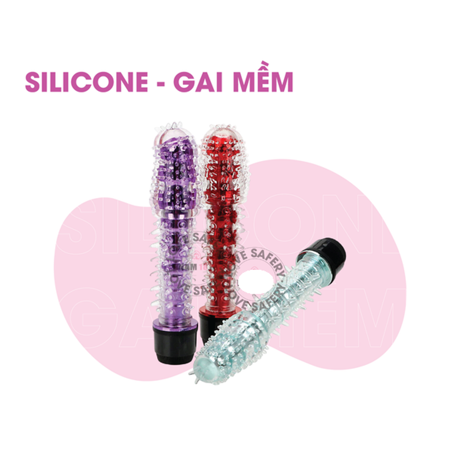 Dương vật giả silicon gai mềm có rung dài 17cm