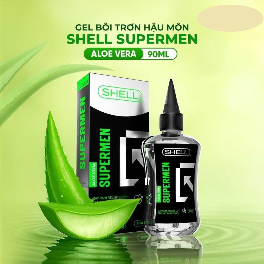 Gel hậu môn tinh chất lô hội Shell Supermen Aloe Vera - Chai 90ml cao cấp chính hãng