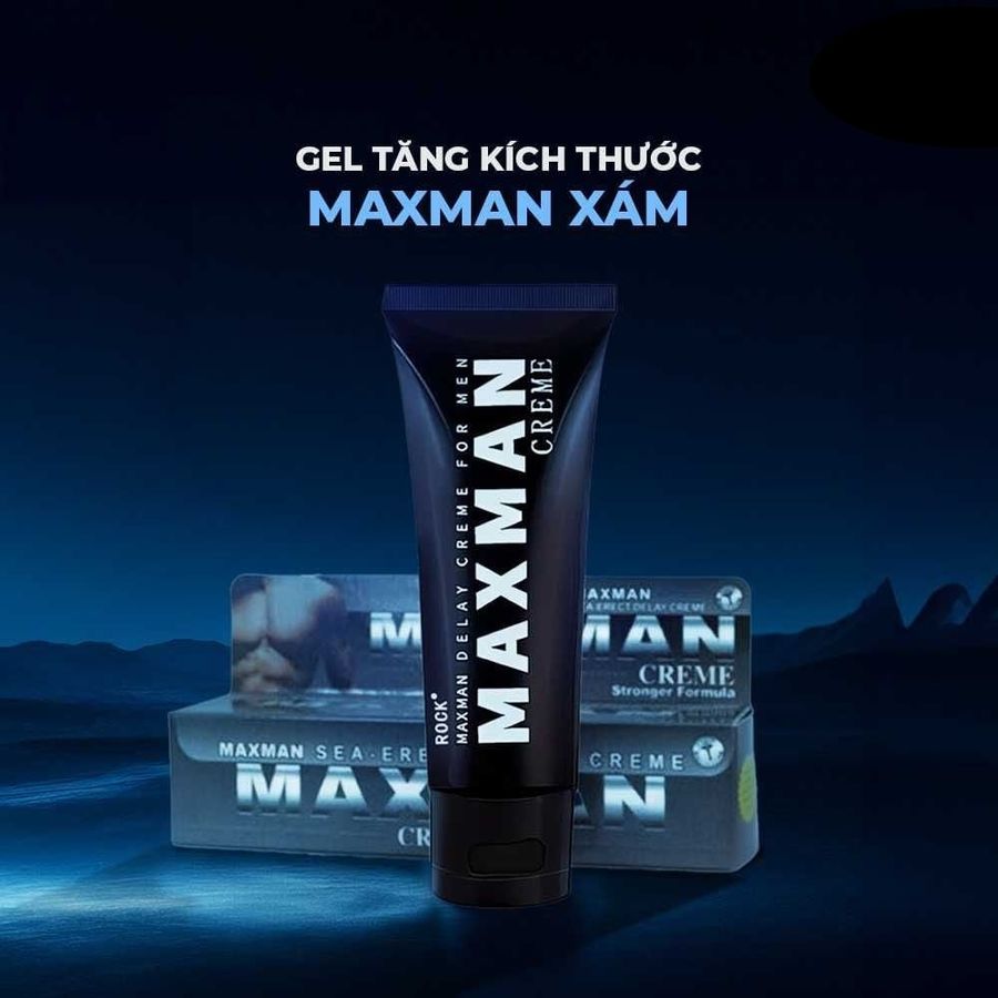Gel bôi tăng kích thước, hỗ trợ kéo dài thời gian Maxman Xám - Chai 60g 378587