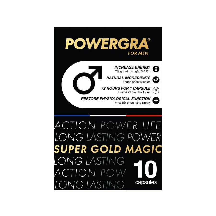 Viên uống tăng kích thước, kéo dài thời gian Powergra For Men (Super Gold Magic) - Hộp 10 viên 378641