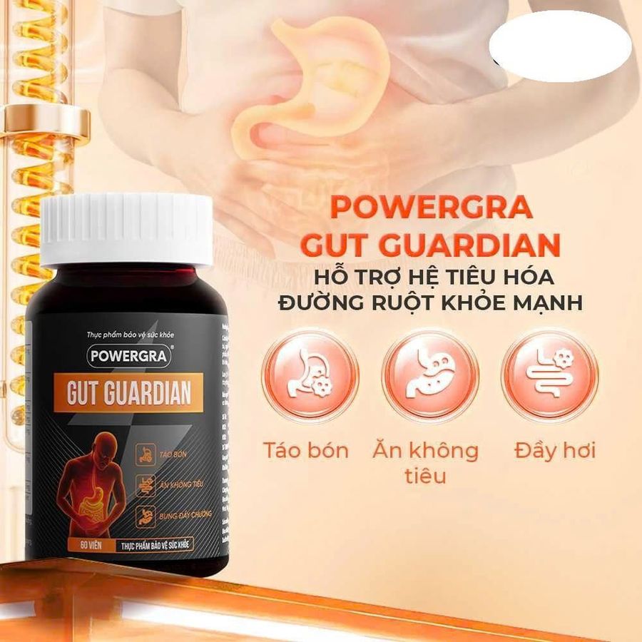 Viên Uống Hỗ Trợ Tiêu Hóa Powergra Gut Guardian - Hộp 60 Viên Giải Quyết Vấn Đề Tiêu Hóa, Tăng Cường Sức Khỏe Đường Ruột