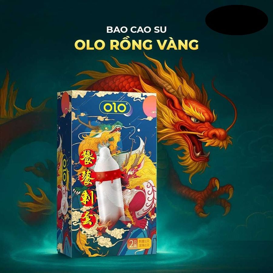 Bao cao su OLO Rồng vàng - Gai bi vòng - Hộp 1 cái + 1 bi silicon 378205