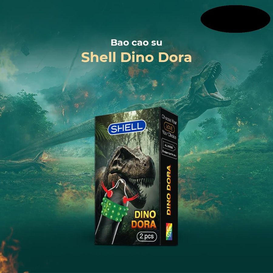 Bao cao su Shell Dino Dora  Hộp 1 bao gai 3 vòng bi 1 bao Shell Performax (Hộp 2 cái) cao cấp chính hãng