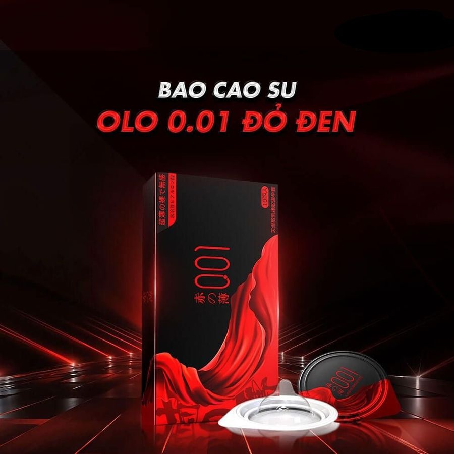Bao cao su OLO 0.01 Đỏ đen - Siêu mỏng, nóng ấm - Hộp 10 cái 378310