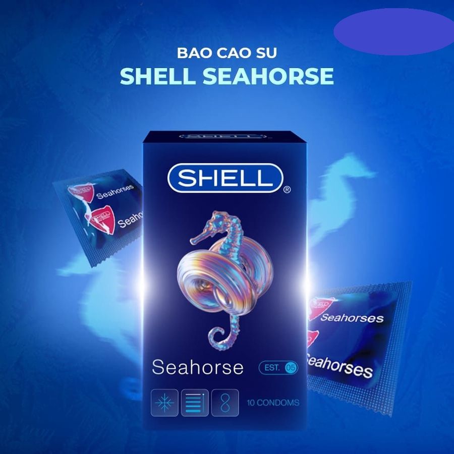 Bao cao su Shell Seahorse Kéo dài thời gian Hộp 10 cái cao cấp chính hãng