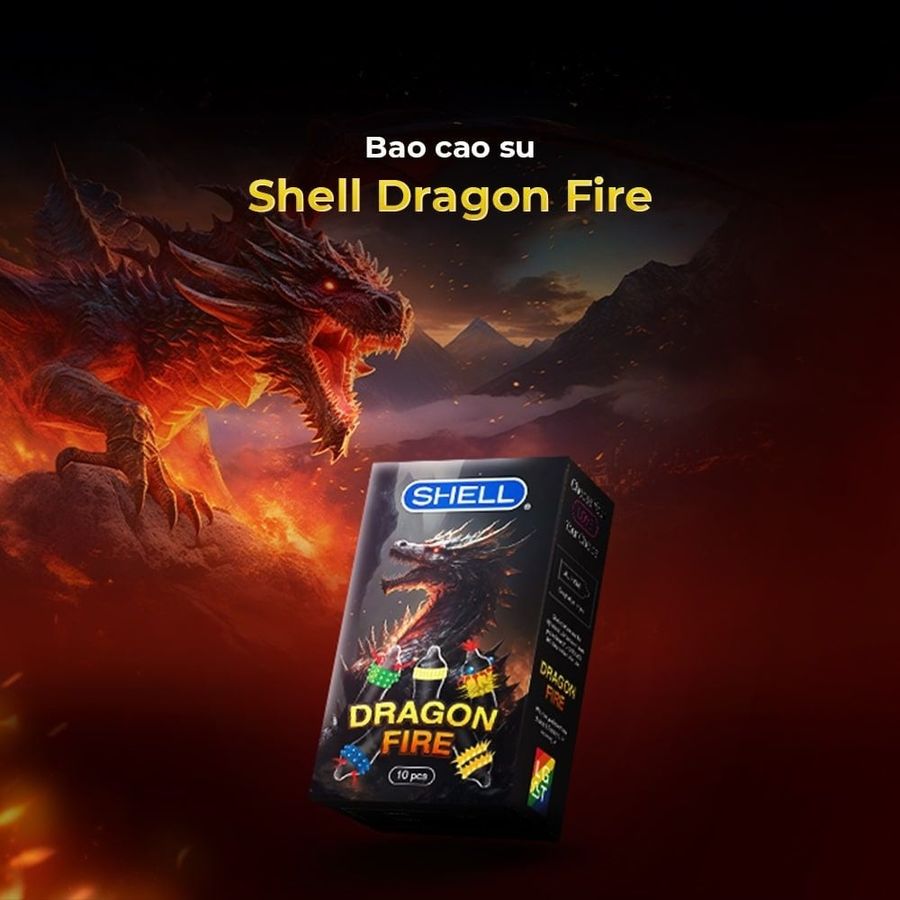 Bao cao su Shell Dragon Fire Hộp 5 bao gai bi nổi lớn 5 bao Shell Performax (Hộp 10 cái) cao cấp chính hãng
