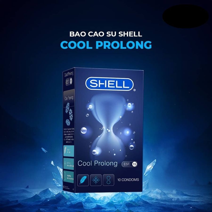 Bao cao su Shell Cool Prolong Siêu mỏng kéo dài thời gian bạc hà mát lạnh Hộp 10 cái cao cấp chính hãng