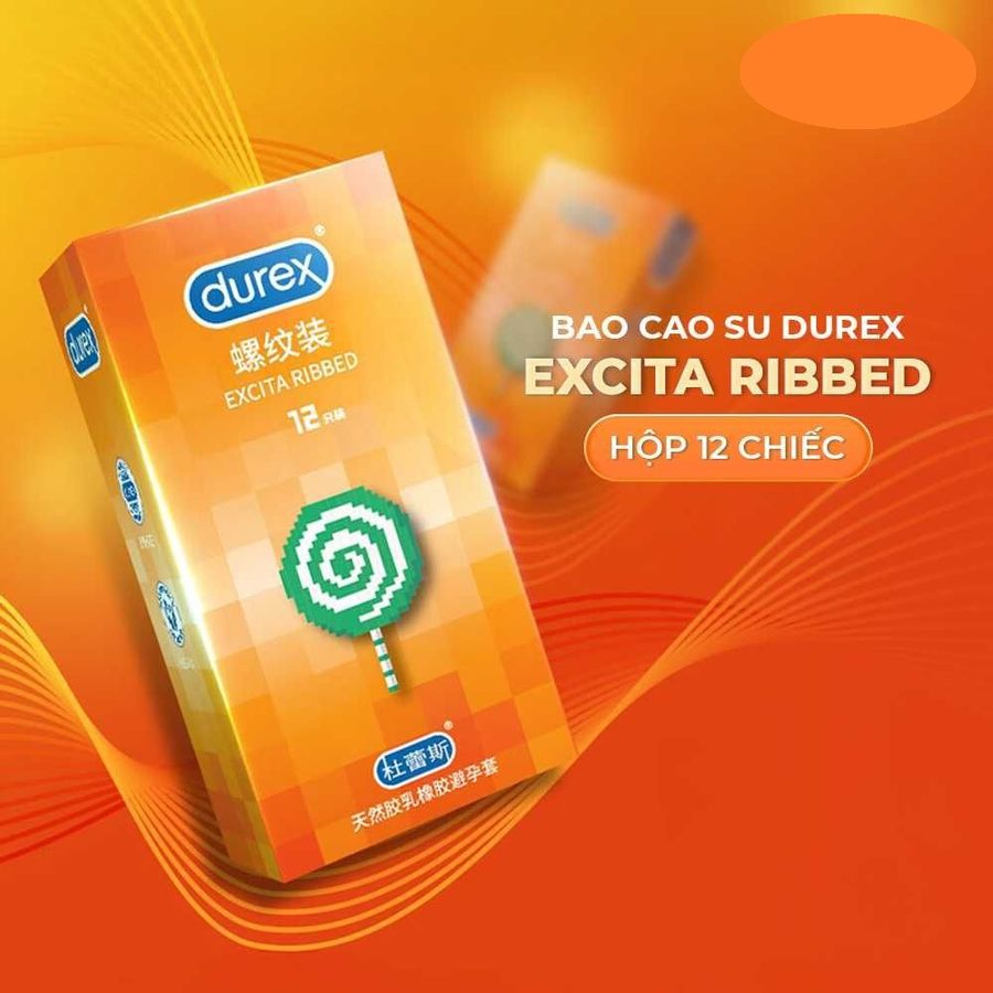 Bao cao su Durex Excita Ribbed Gân nổi  Hộp 12 cái cao cấp chính hãng
