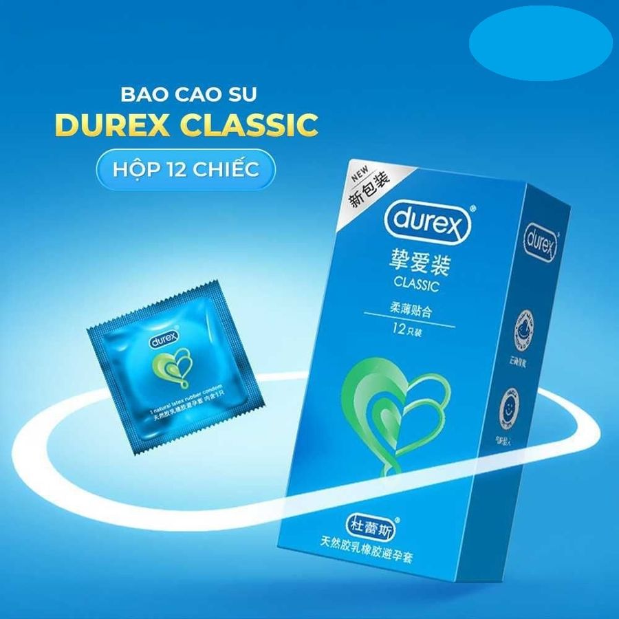 Bao cao su Durex Classic Mềm và mỏng Hộp 12 cái cao cấp chính hãng