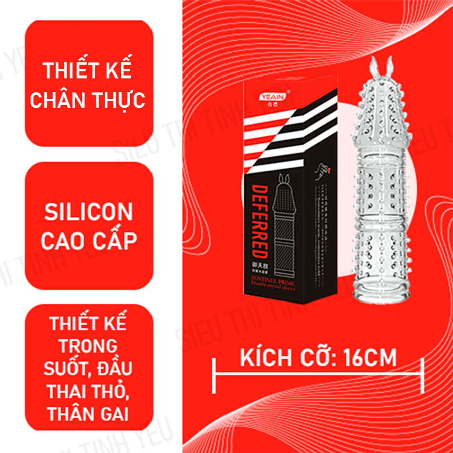 (Có Video) Bao cao su Yeain Sentinel Prime dài 16cm tai thỏ toàn thân gai
