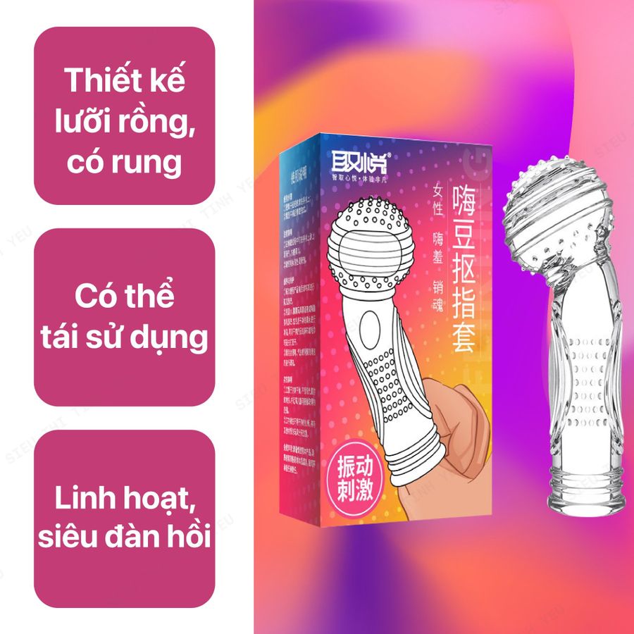 (Có Video) Bao cao su ngón tay Aichao G-Spot có đầu hạt nổi lớn có rung 