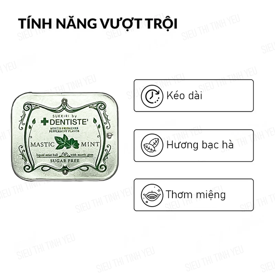 Kẹo ngậm BJ Love Mint by Dentiste Mastic Mint kéo dài thời gian hương bạc hà hộp 20 viên 382585