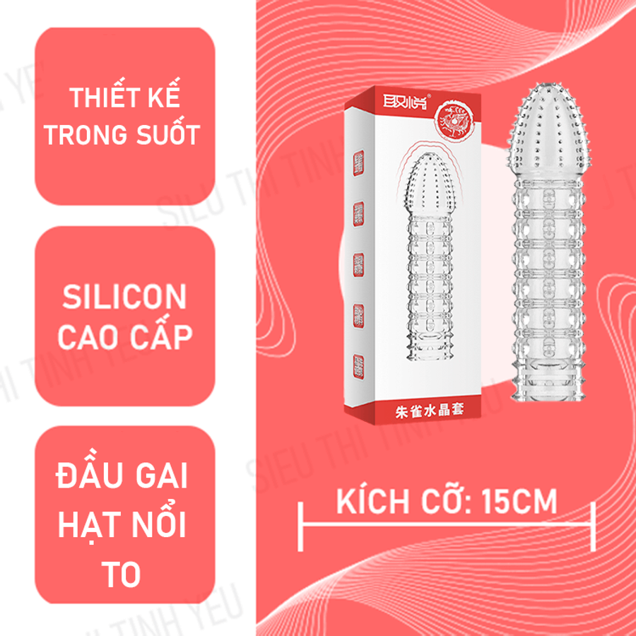 (Có Video) Bao cao su Aichao dài 15cm đầu gai thân hạt nổi to