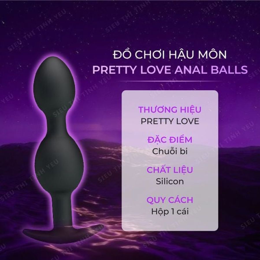 (Có video) Phích cắm hậu môn có bi lắc Pretty Love Anal Balls