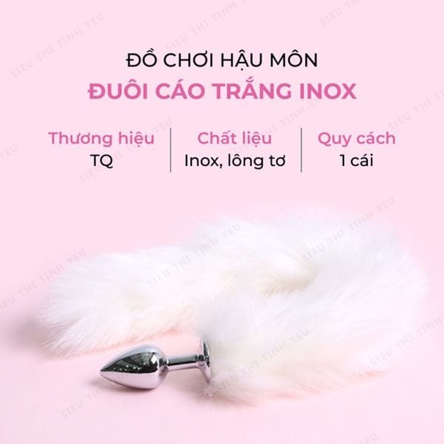 Phích cắm hậu môn inox đuôi cáo trắng White Fox