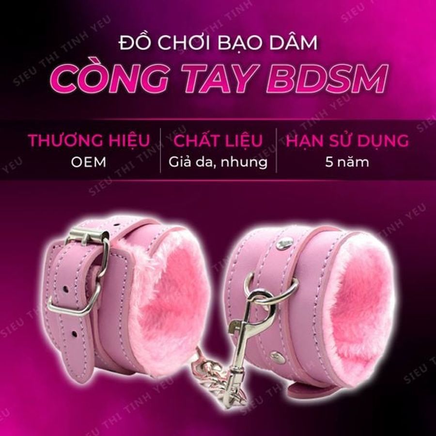 Còng tay chất liệu da cao cấp BDSM Pink