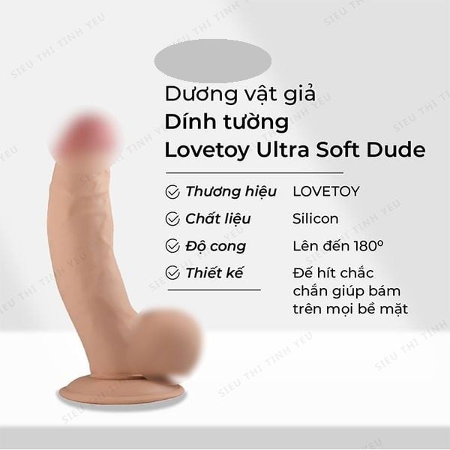 (Có video) Dương vật giả dính tường Lovetoy Ultra Soft Dude có bìu dài 8.5
