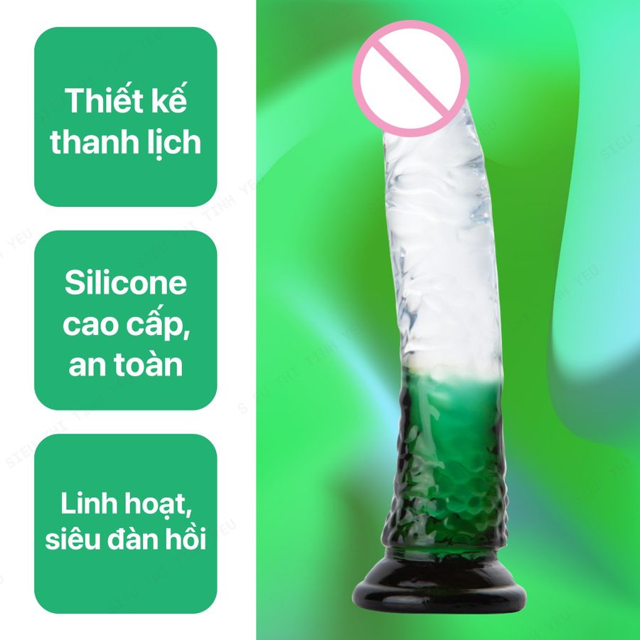 ( CÓ VIDEO ) Dương vật giả giá rẻ có đế trong suốt Xanh Jiuai Green